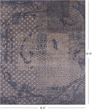 Grey Abstract Modern Hand Knotted Wool & Silk Rug - 8' 2" X 10' 0" - Golden Nile