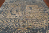 SUPER SALE Grey Abstract Modern Hand Knotted Wool & Silk Rug - 8' 2" X 10' 0"