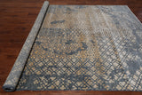 SUPER SALE Grey Abstract Modern Hand Knotted Wool & Silk Rug - 8' 2" X 10' 0"