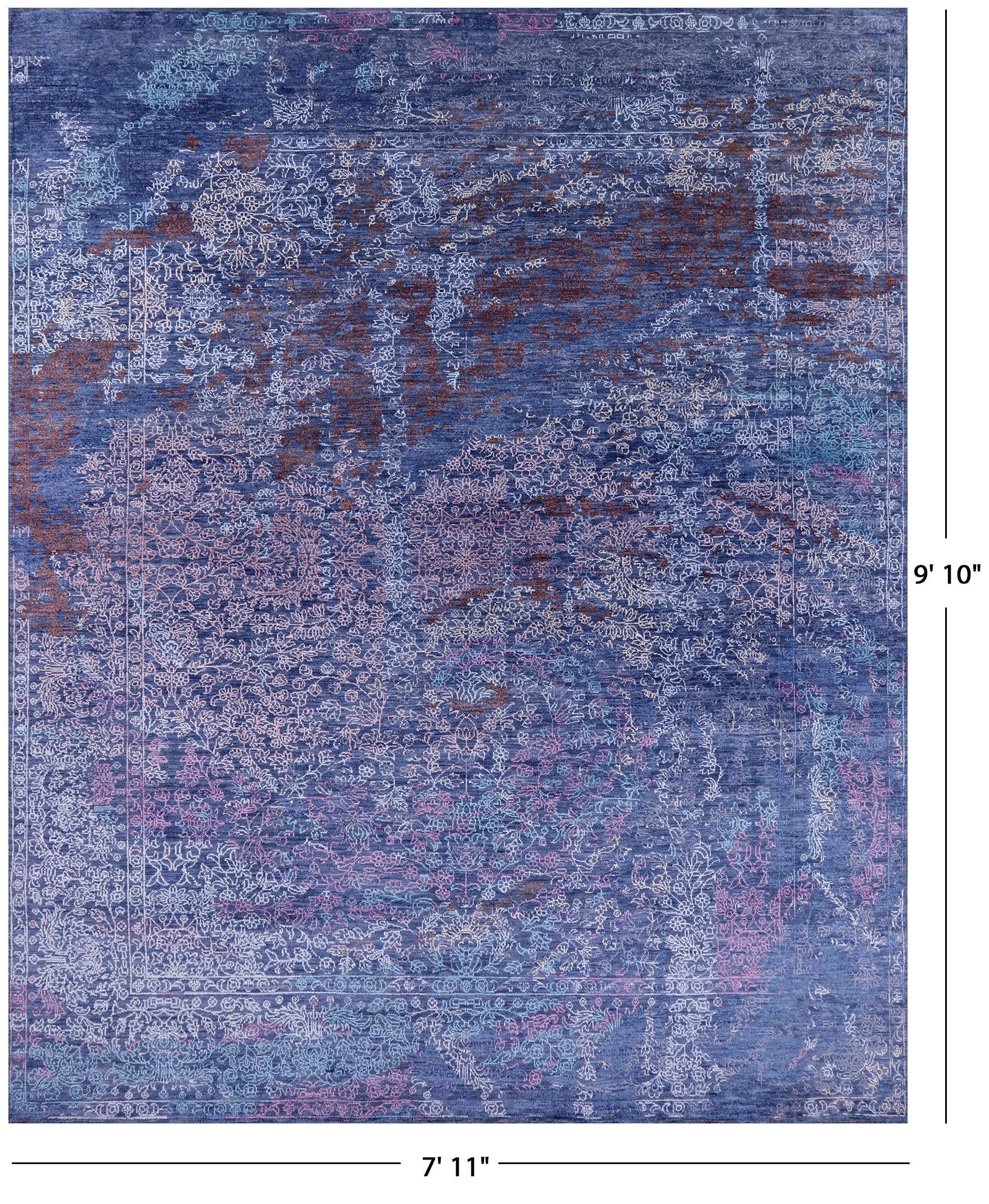 Contemporary Hand Knotted Wool & Silk Rug - 7' 11" X 9' 10" - Golden Nile