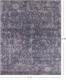 Grey Contemporary Hand Knotted Wool & Silk Rug - 7' 11" X 9' 8" - Golden Nile