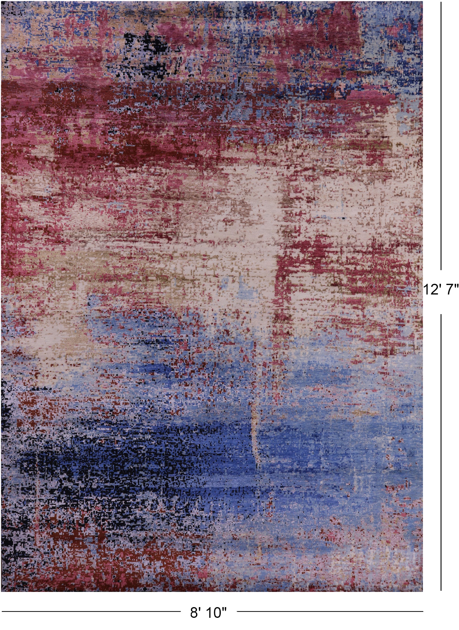 Abstract Contemporary Handmade Wool & Silk Rug - 8' 10" X 12' 7" - Golden Nile