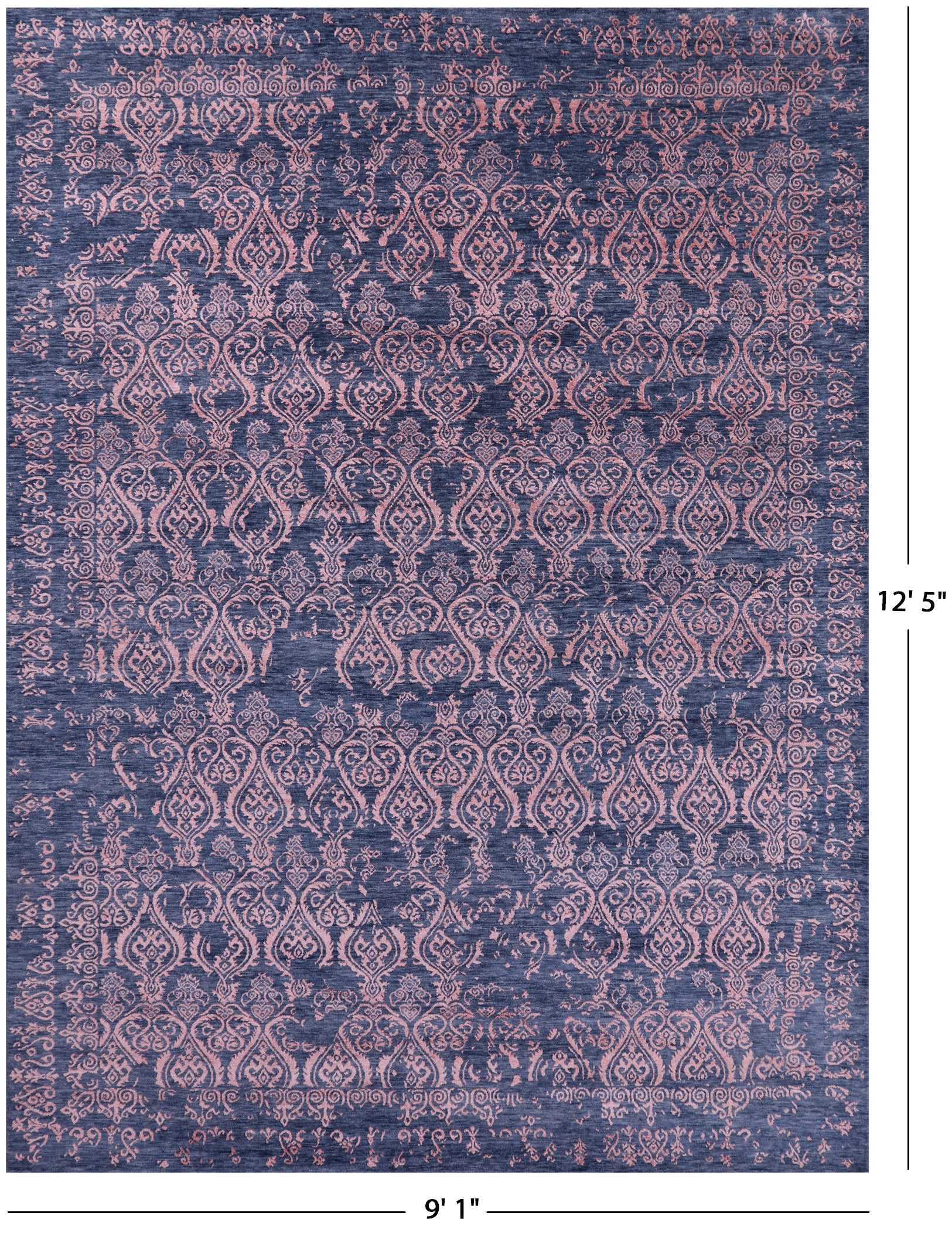 Blue Modern Hand Knotted Wool & Silk Rug - 9' 1" X 12' 5" - Golden Nile