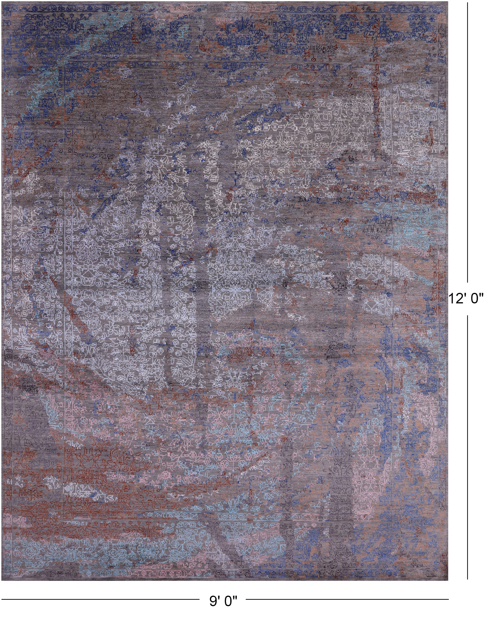 Modern Handmade Wool & Silk Rug - 9' 0" X 12' 0" - Golden Nile