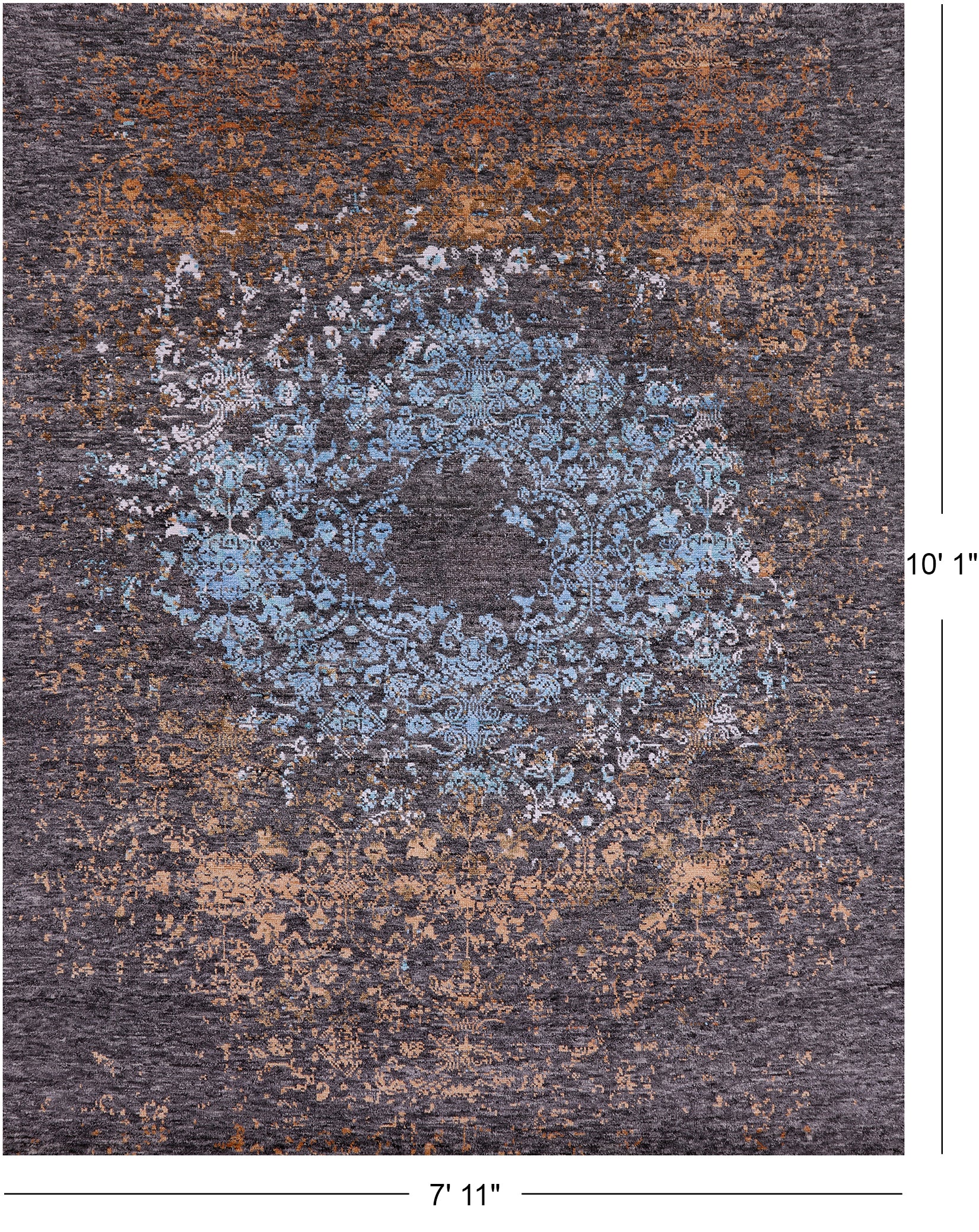 Modern Hand Knotted Wool & Silk Rug - 7' 11" X 10' 1" - Golden Nile