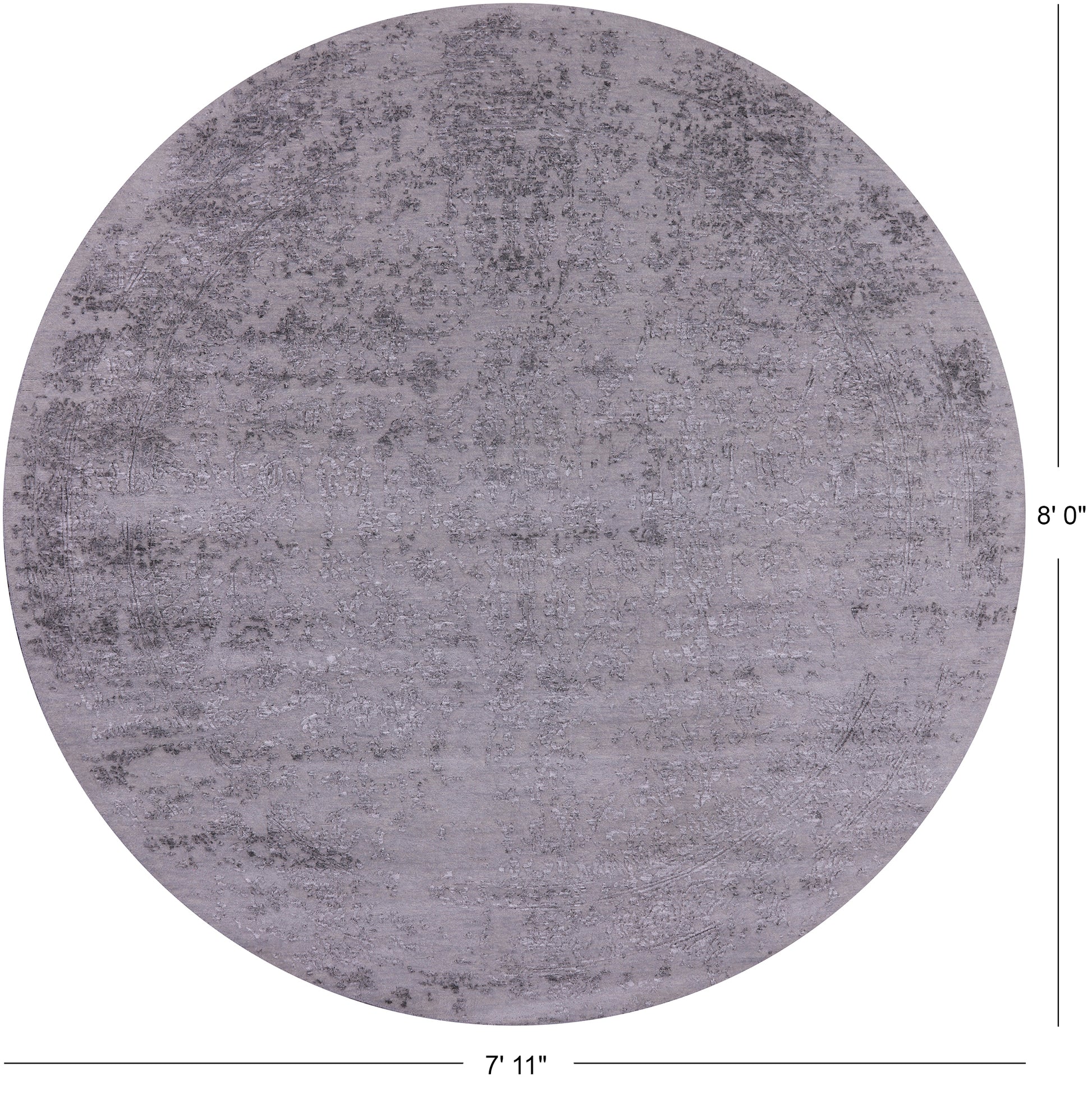 Grey Round Modern Hand Knotted Wool & Silk Rug - 7' 11" X 8' 0" - Golden Nile