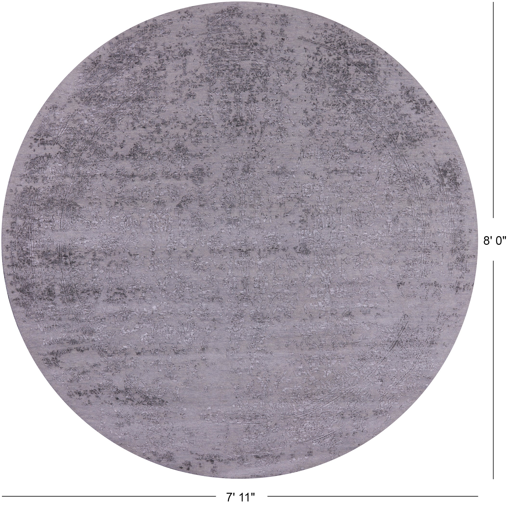 Grey Round Modern Hand Knotted Wool & Silk Rug - 7' 11" X 8' 0" - Golden Nile