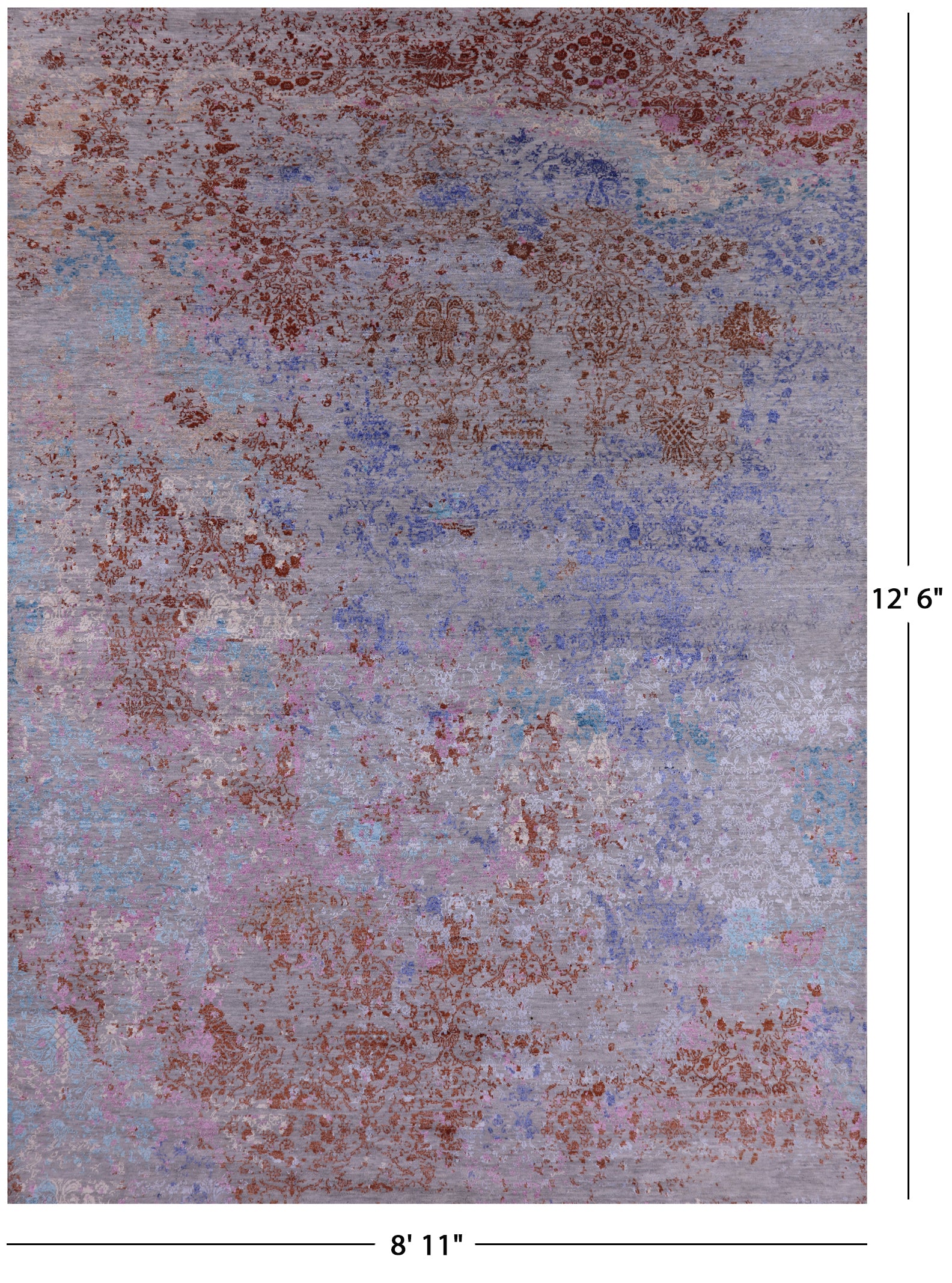Modern Handmade Wool & Silk Rug - 8' 11" X 12' 6" - Golden Nile
