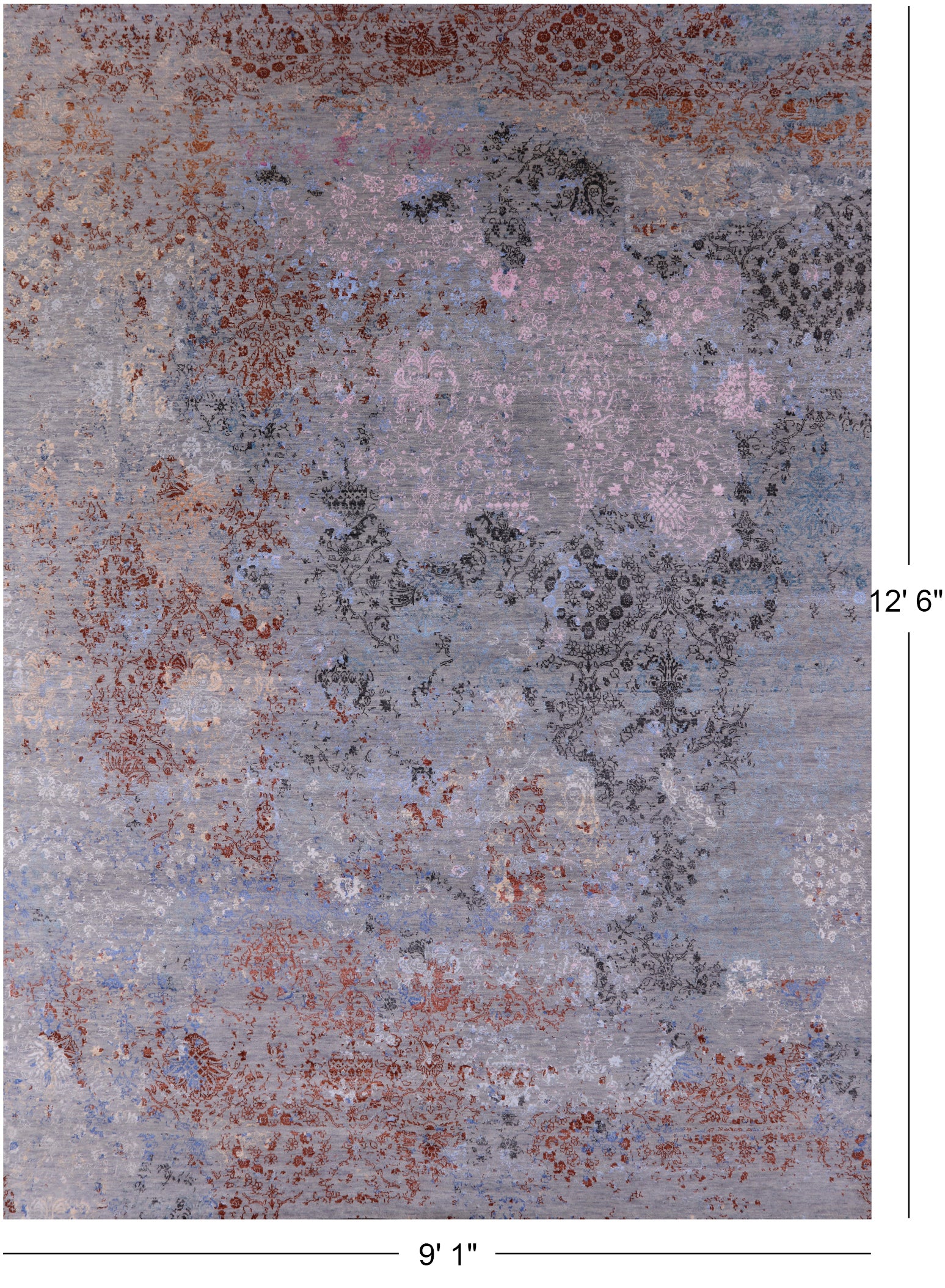 Contemporary Hand Knotted Wool & Silk Rug - 9' 1" X 12' 6" - Golden Nile