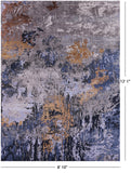 Abstract Modern Hand Knotted Wool & Silk Rug - 8' 10" X 12' 1" - Golden Nile