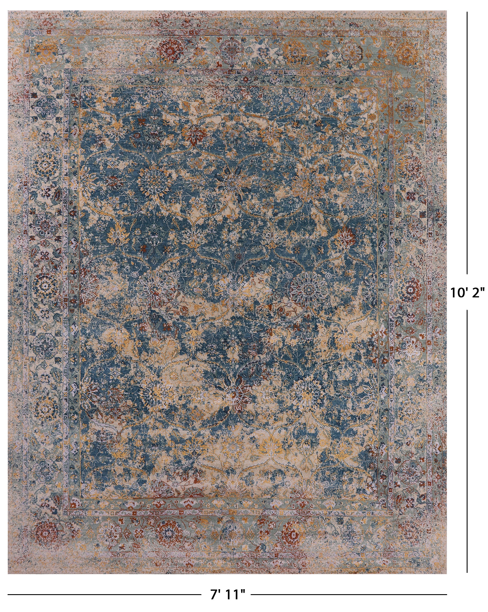 Modern Hand Knotted Wool & Silk Rug - 7' 11" X 10' 2" - Golden Nile