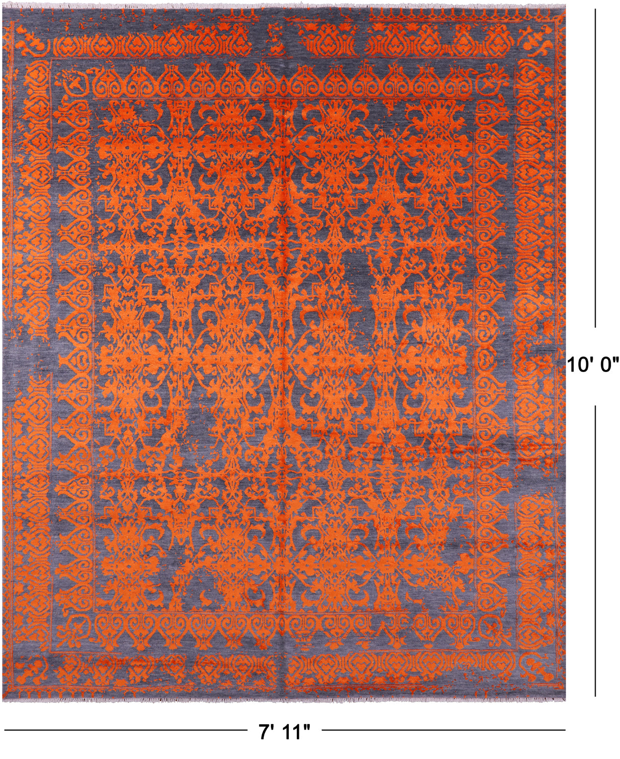 Grey Persian Handmade Wool & Silk Rug - 7' 11" X 10' 0" - Golden Nile