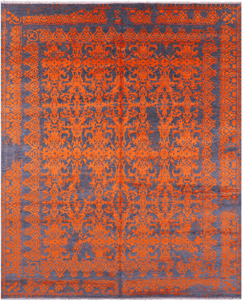 Grey Persian Handmade Wool & Silk Rug - 7' 11" X 10' 0" - Golden Nile