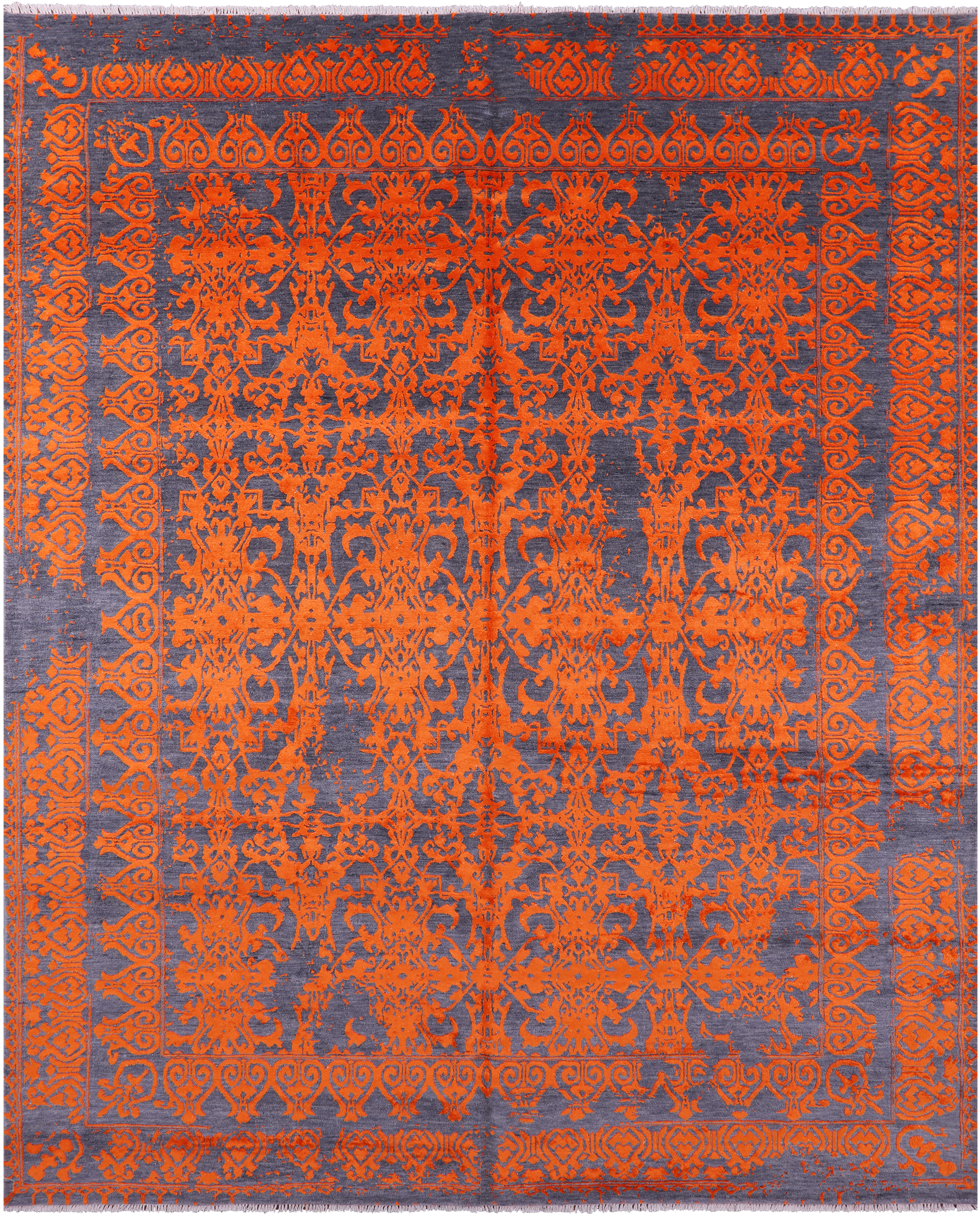 Grey Persian Handmade Wool & Silk Rug - 7' 11" X 10' 0" - Golden Nile