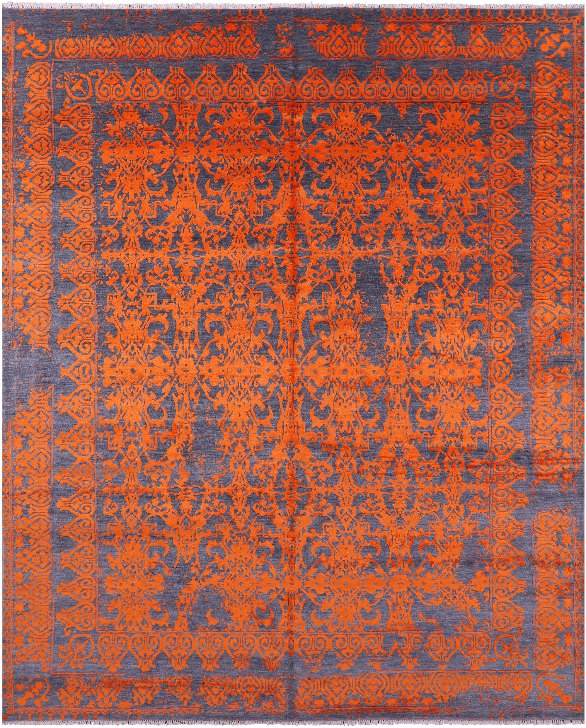 Grey Persian Handmade Wool & Silk Rug - 7' 11" X 10' 0" - Golden Nile