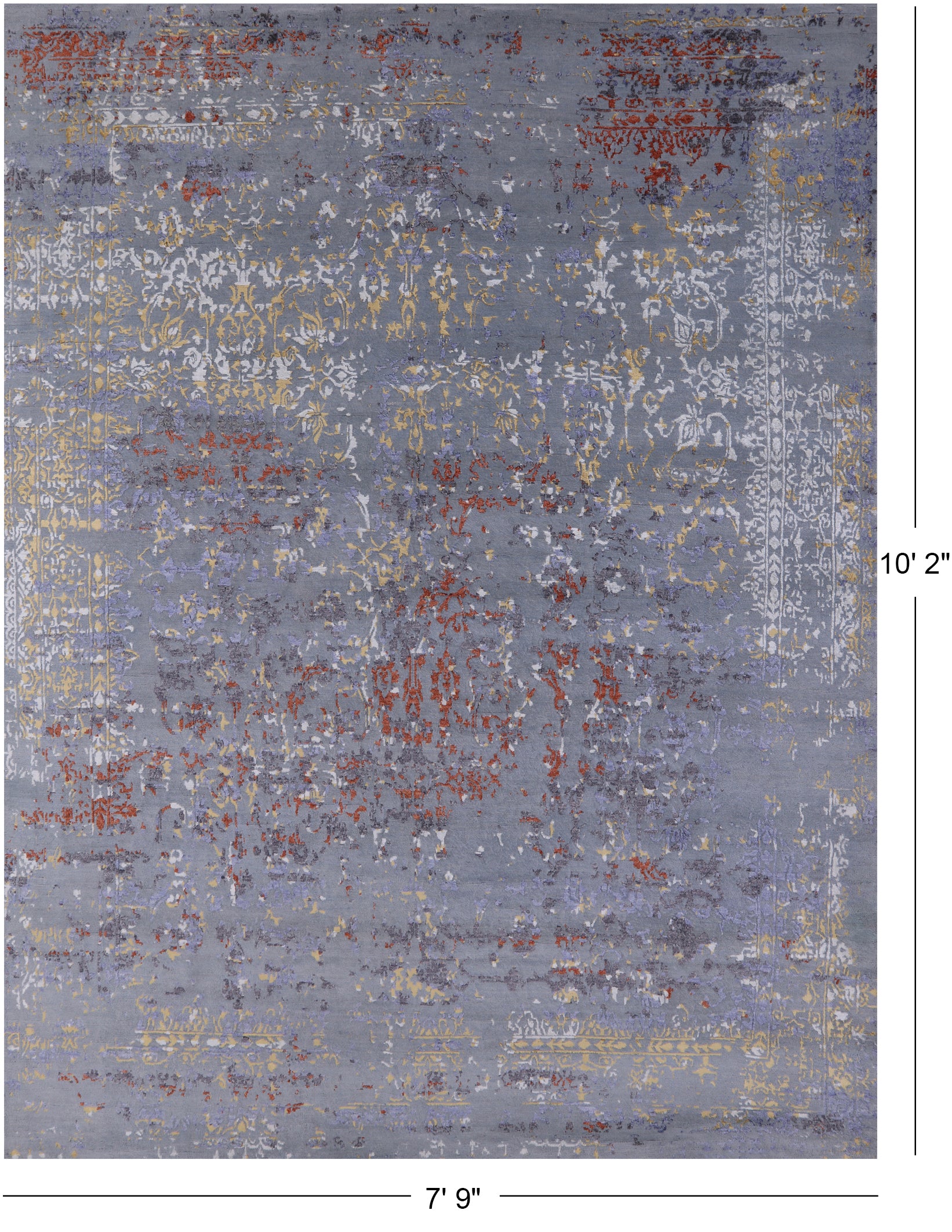 Modern Hand Knotted Wool & Silk Rug - 7' 9" X 10' 2" - Golden Nile