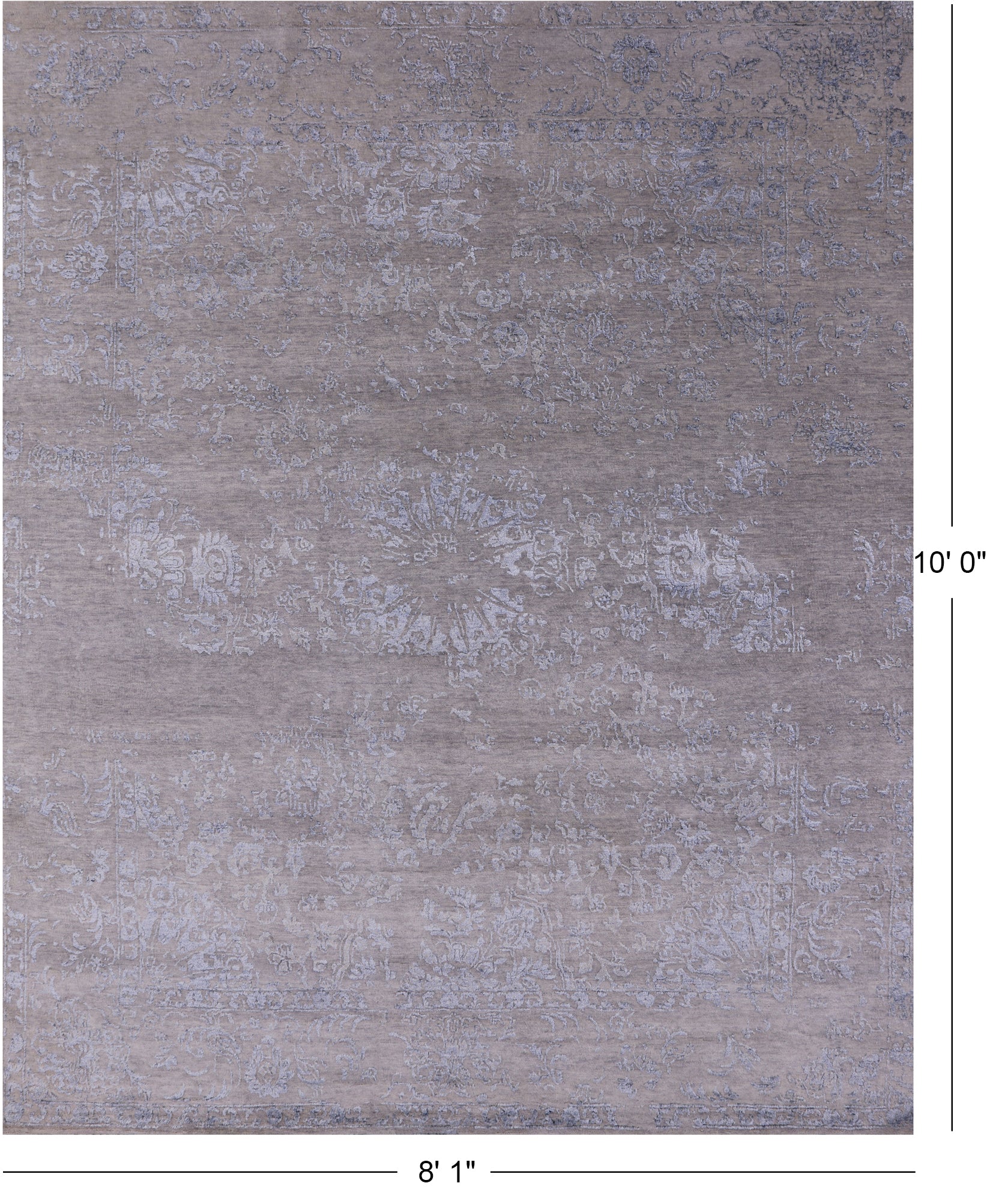 Grey Modern Hand Knotted Wool & Silk Rug - 8' 1" X 10' 0" - Golden Nile