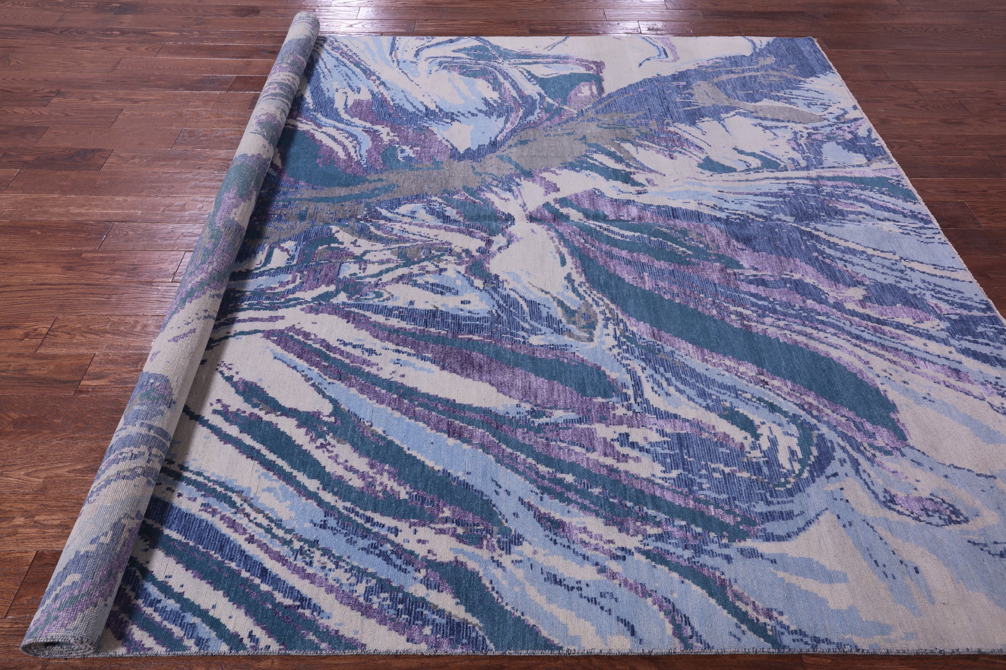 Contemporary Hand Knotted Wool & Silk Rug - 8' 1" X 9' 10" - Golden Nile
