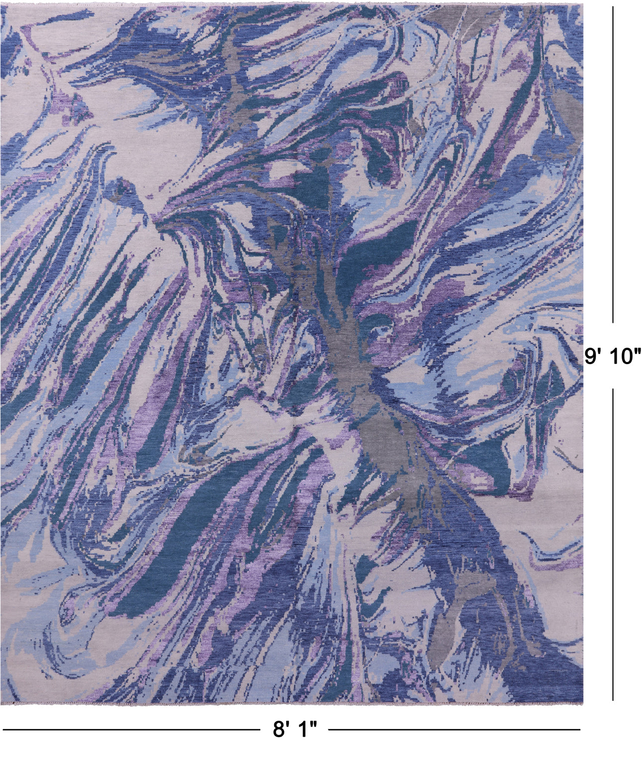 Contemporary Hand Knotted Wool & Silk Rug - 8' 1" X 9' 10" - Golden Nile