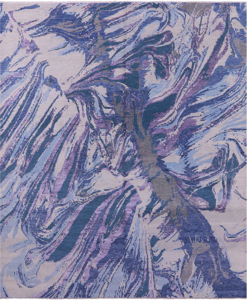 Contemporary Hand Knotted Wool & Silk Rug - 8' 1" X 9' 10" - Golden Nile