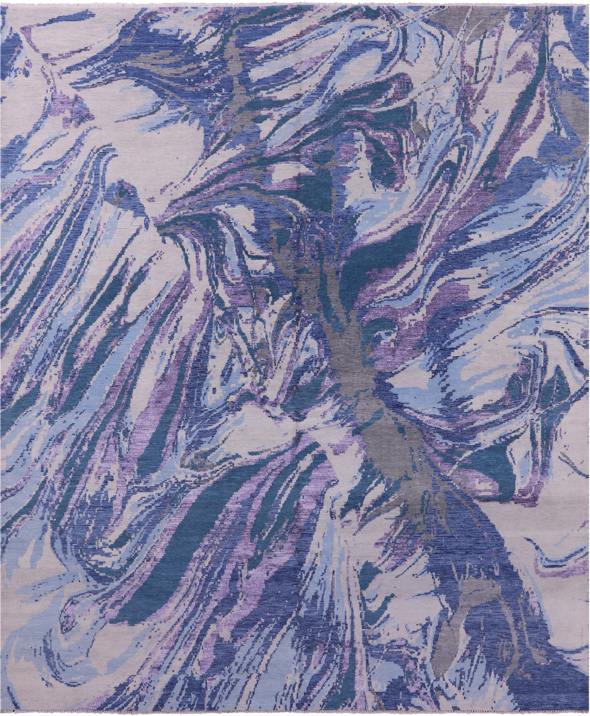 Contemporary Hand Knotted Wool & Silk Rug - 8' 1" X 9' 10" - Golden Nile