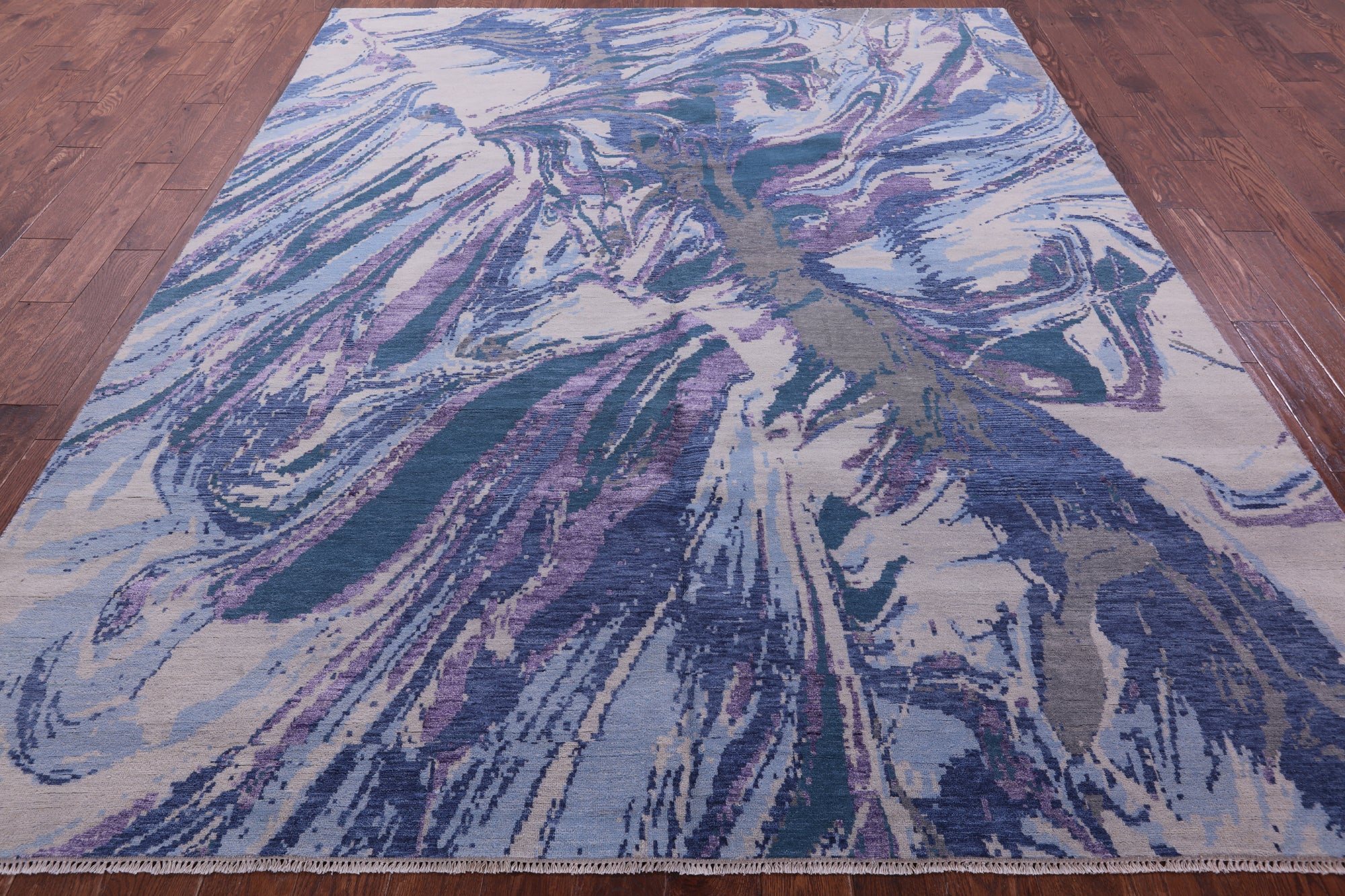 Contemporary Hand Knotted Wool & Silk Rug - 8' 1" X 9' 10" - Golden Nile