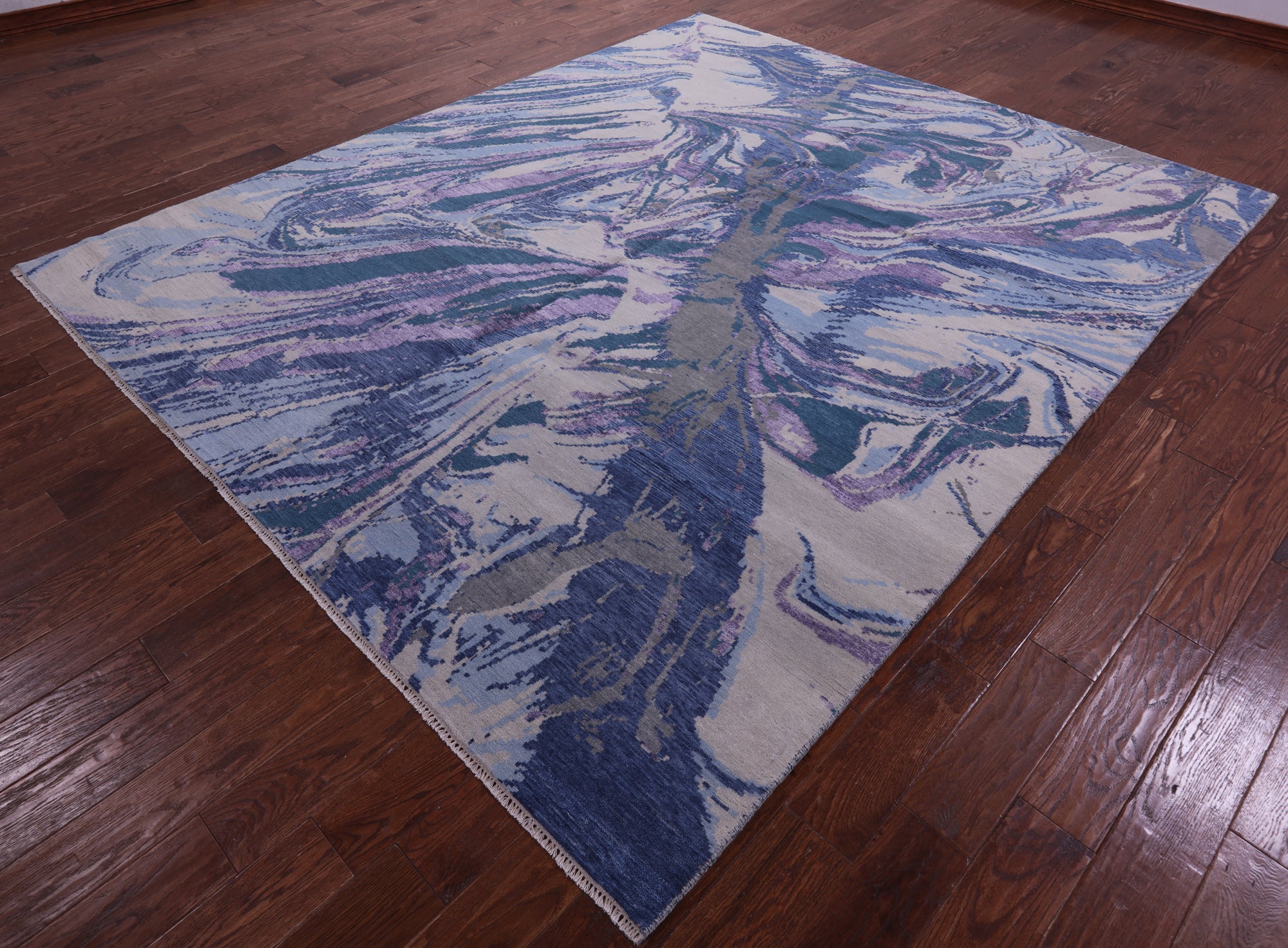 Contemporary Hand Knotted Wool & Silk Rug - 8' 1" X 9' 10" - Golden Nile