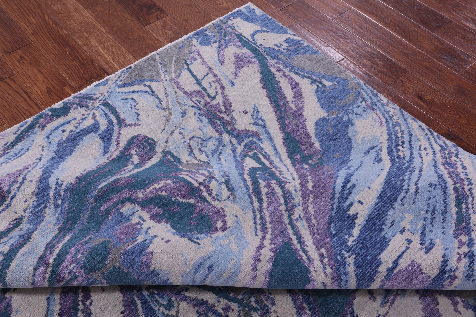 Contemporary Hand Knotted Wool & Silk Rug - 8' 1" X 9' 10" - Golden Nile