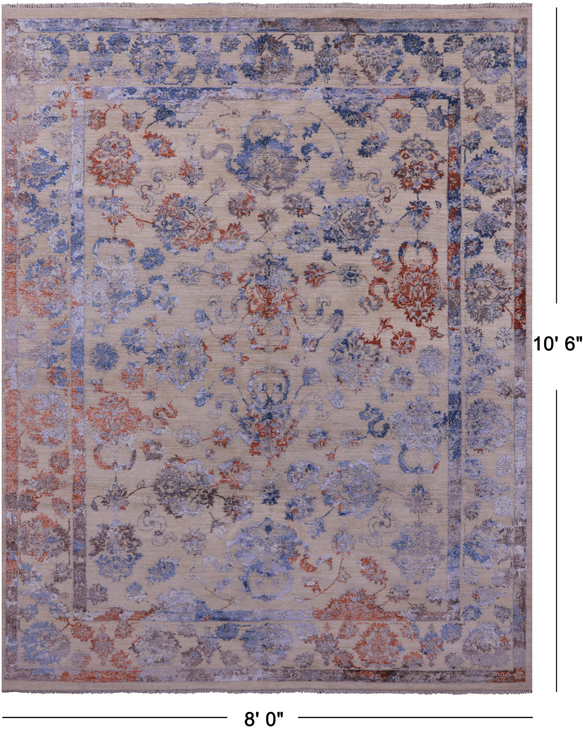 Modern Handmade Wool & Silk Rug - 8' 0" X 10' 6" - Golden Nile