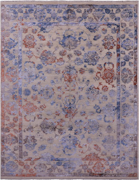 Modern Handmade Wool & Silk Rug - 8' 0" X 10' 6" - Golden Nile