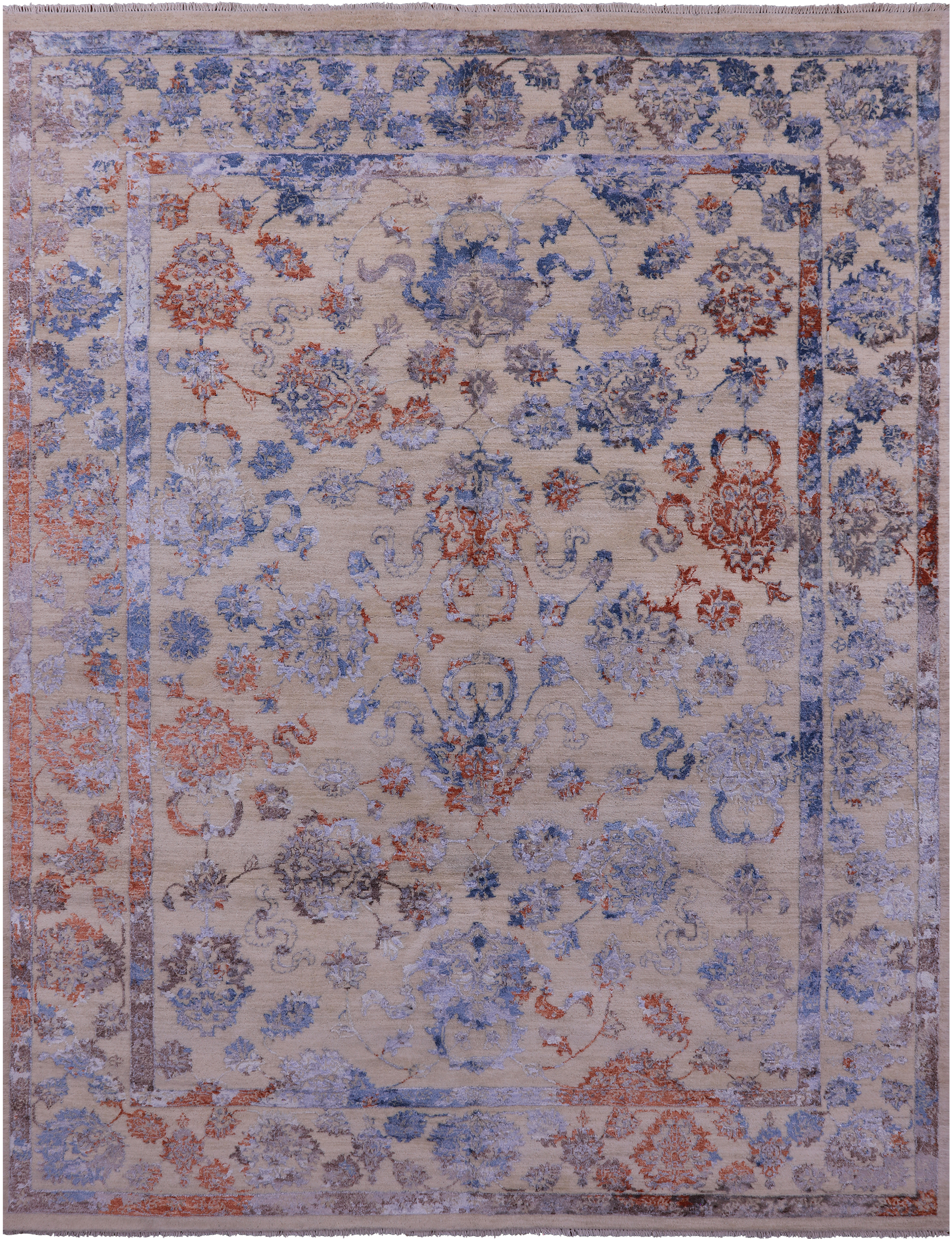 Modern Handmade Wool & Silk Rug - 8' 0" X 10' 6" - Golden Nile