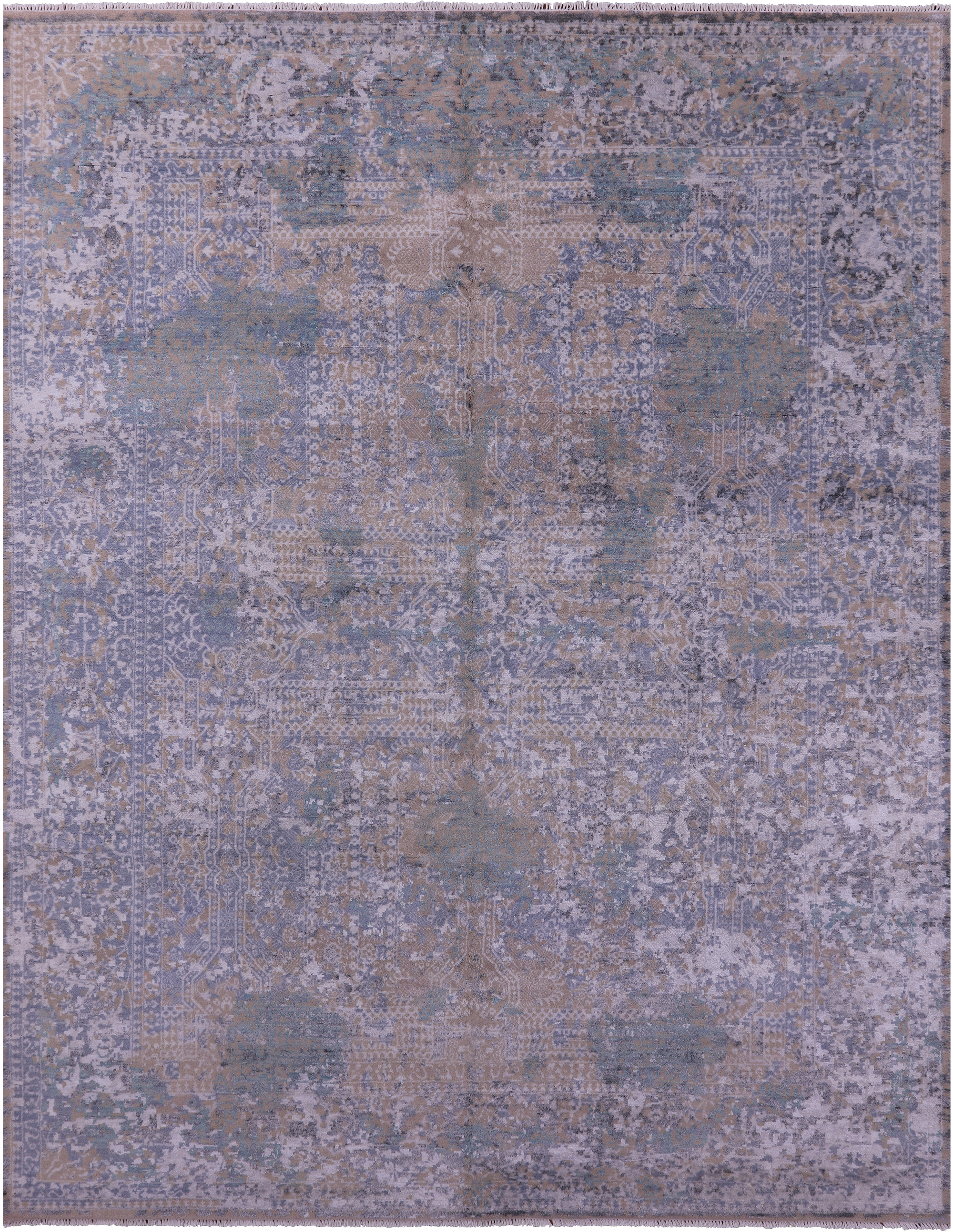 Modern Hand Knotted Wool & Silk Rug - 8' 1" X 10' 3" - Golden Nile