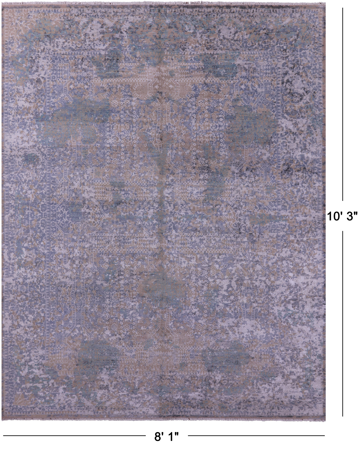 Modern Hand Knotted Wool & Silk Rug - 8' 1" X 10' 3" - Golden Nile
