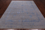 Grey Contemporary Hand Knotted Wool & Silk Rug - 7' 11" X 10' 3"