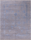 Grey Contemporary Hand Knotted Wool & Silk Rug - 7' 11" X 10' 3"