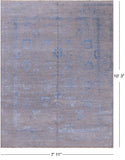 Grey Contemporary Hand Knotted Wool & Silk Rug - 7' 11" X 10' 3"