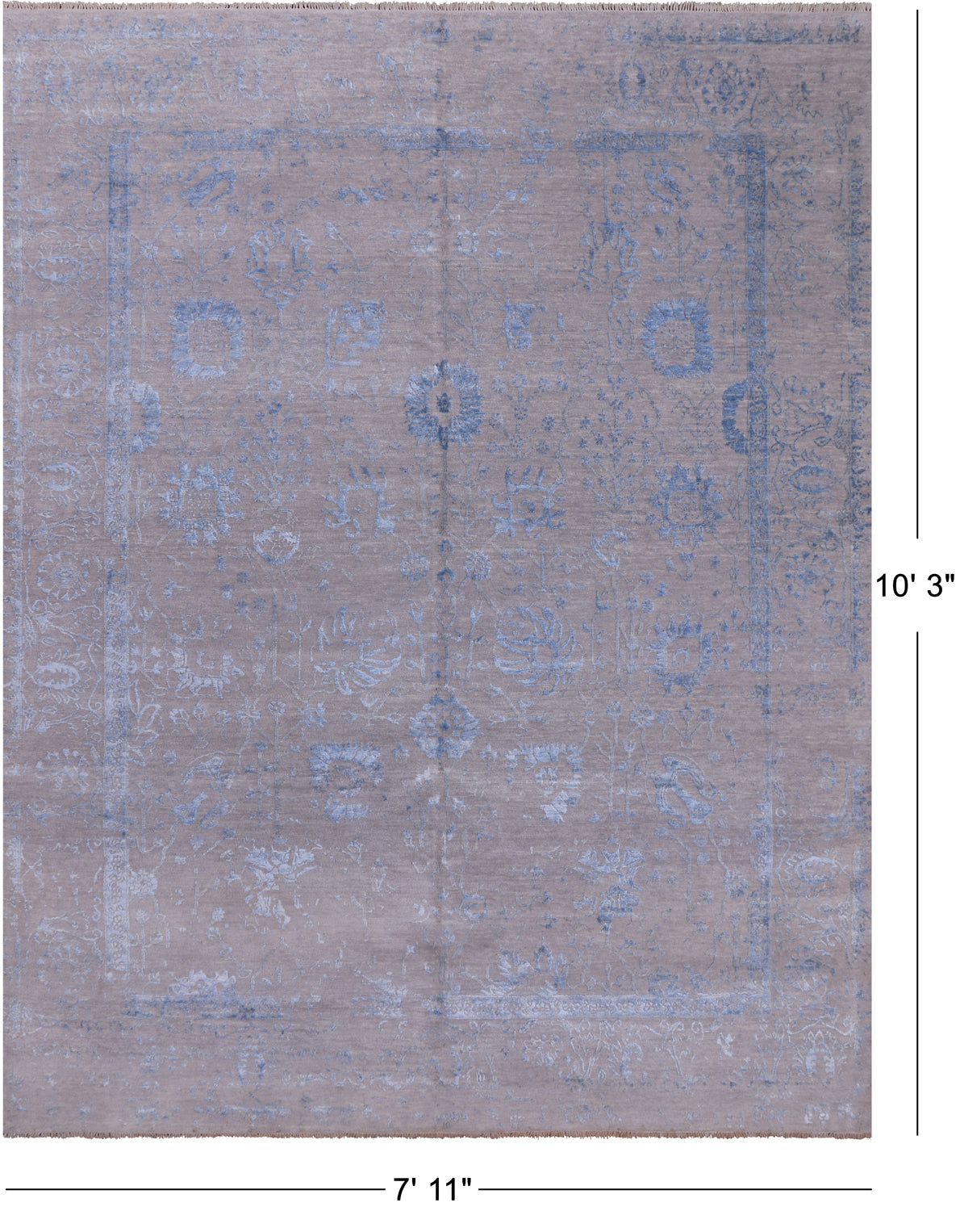 Grey Contemporary Hand Knotted Wool & Silk Rug - 7' 11" X 10' 3"