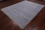 Grey Contemporary Hand Knotted Wool & Silk Rug - 7' 11" X 10' 3"