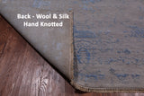 Grey Contemporary Hand Knotted Wool & Silk Rug - 7' 11" X 10' 3"
