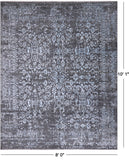 SUPER SALE Grey Modern Hand Knotted Wool & Silk Rug - 8' 0" X 10' 1"