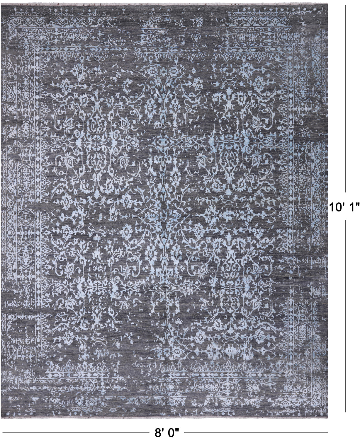SUPER SALE Grey Modern Hand Knotted Wool & Silk Rug - 8' 0" X 10' 1"