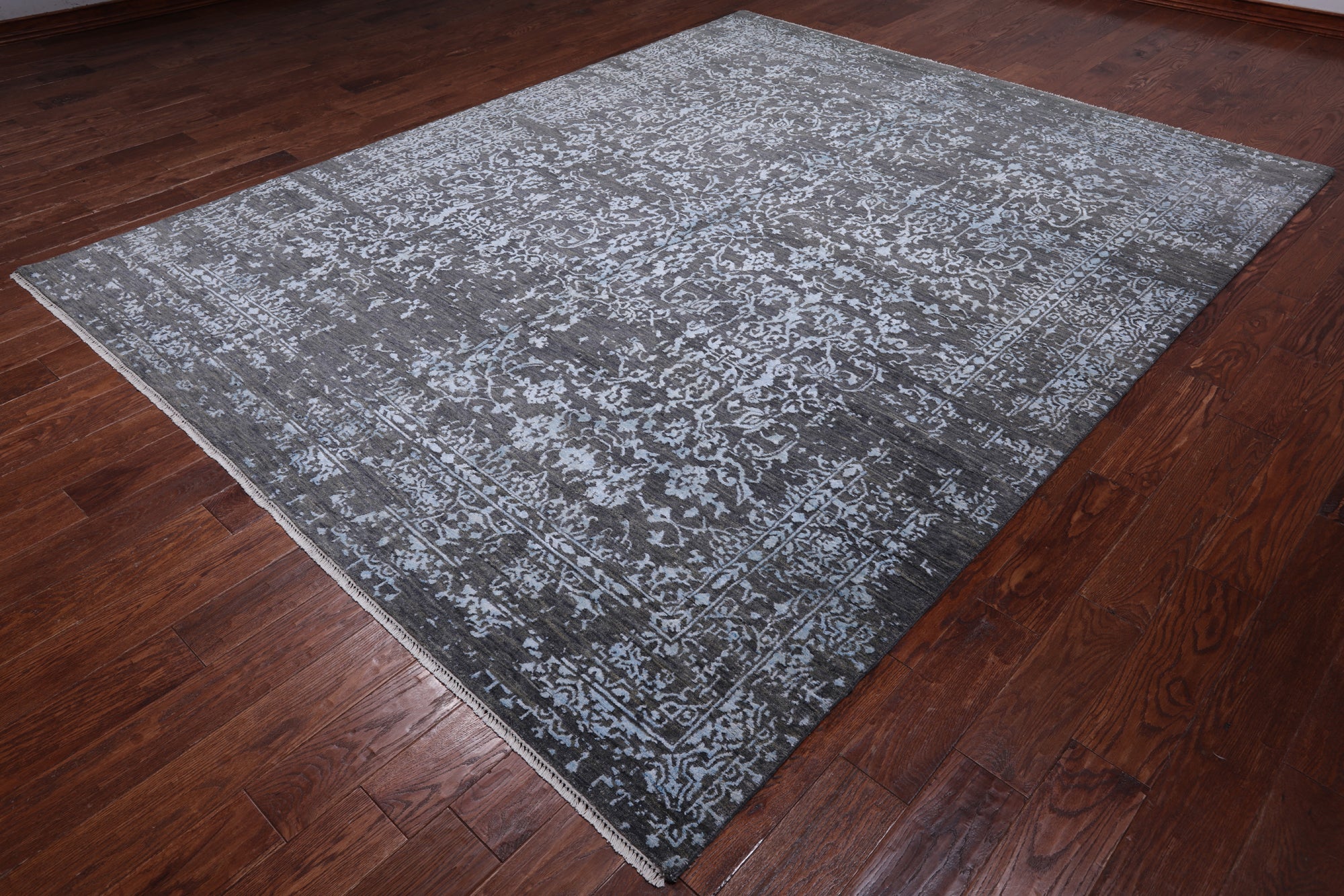 SUPER SALE Grey Modern Hand Knotted Wool & Silk Rug - 8' 0" X 10' 1"