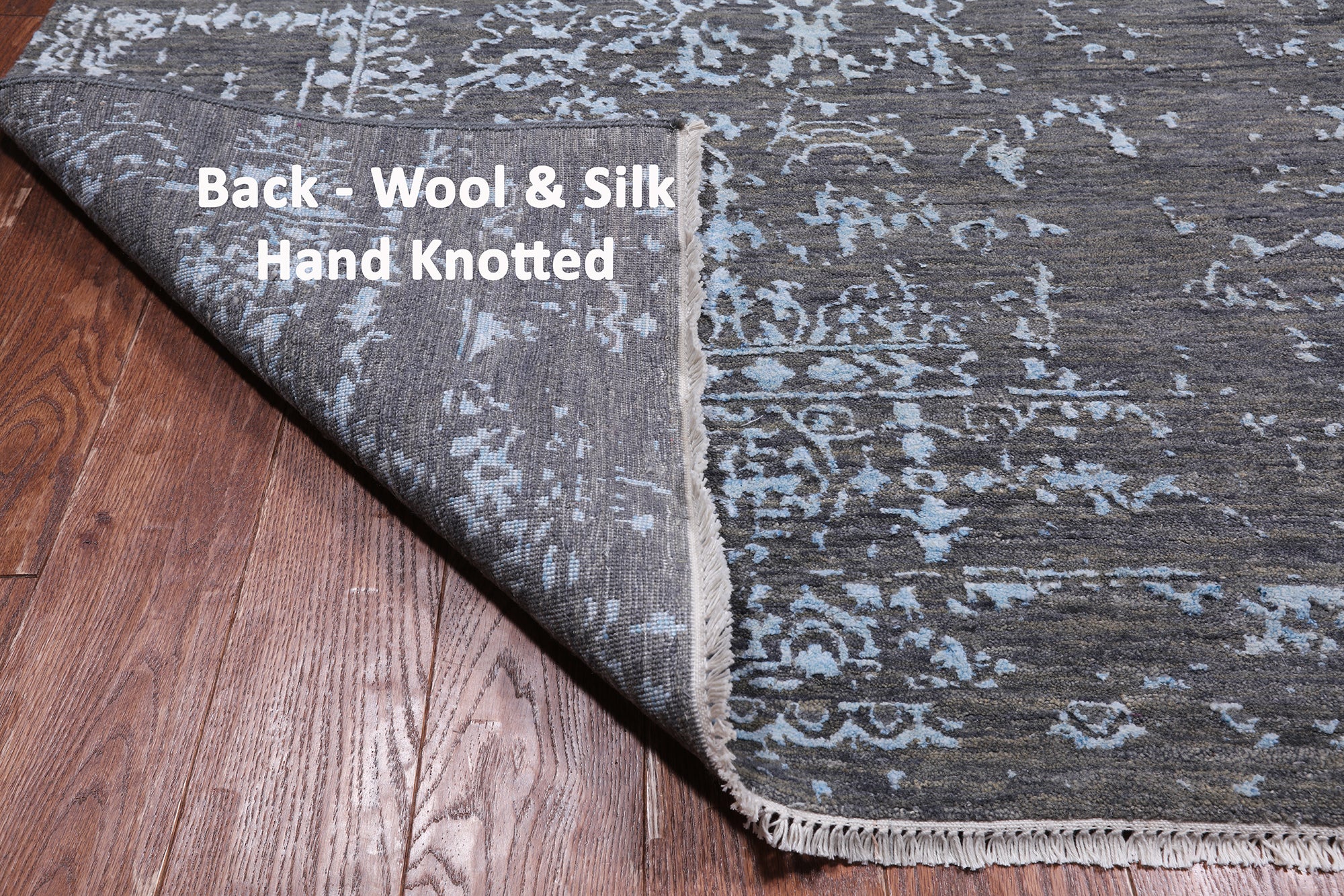 SUPER SALE Grey Modern Hand Knotted Wool & Silk Rug - 8' 0" X 10' 1"