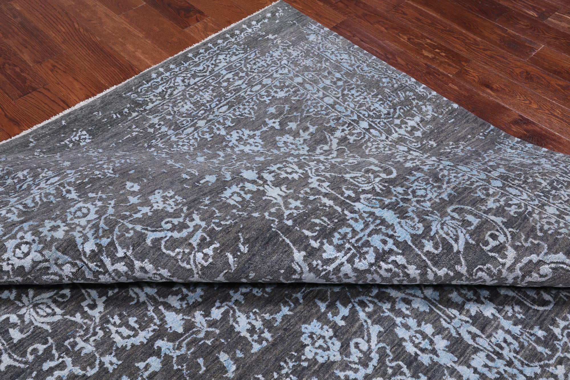 SUPER SALE Grey Modern Hand Knotted Wool & Silk Rug - 8' 0" X 10' 1"