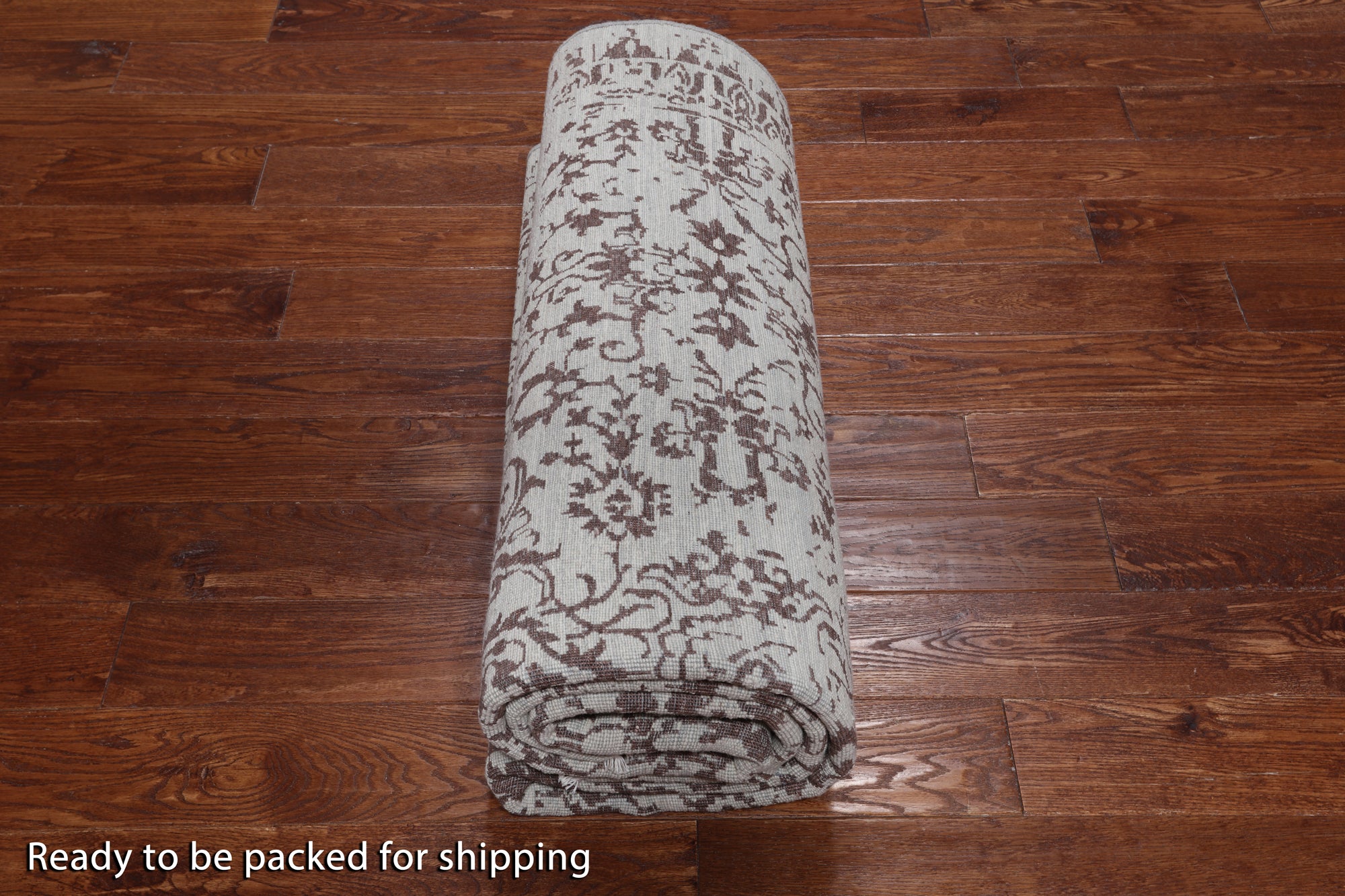 SUPER SALE Ivory Modern Handmade Wool & Silk Rug - 6' 1" X 9' 3"