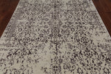 SUPER SALE Ivory Modern Handmade Wool & Silk Rug - 6' 1" X 9' 3"