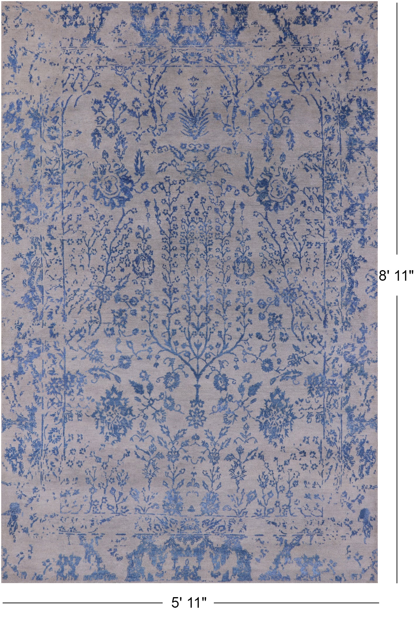 Modern Handmade Wool & Silk Rug - 5' 11" X 8' 11" - Golden Nile