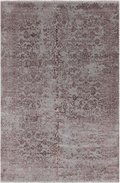 Grey Modern Handmade Wool & Silk Rug - 6' 0" X 9' 2"