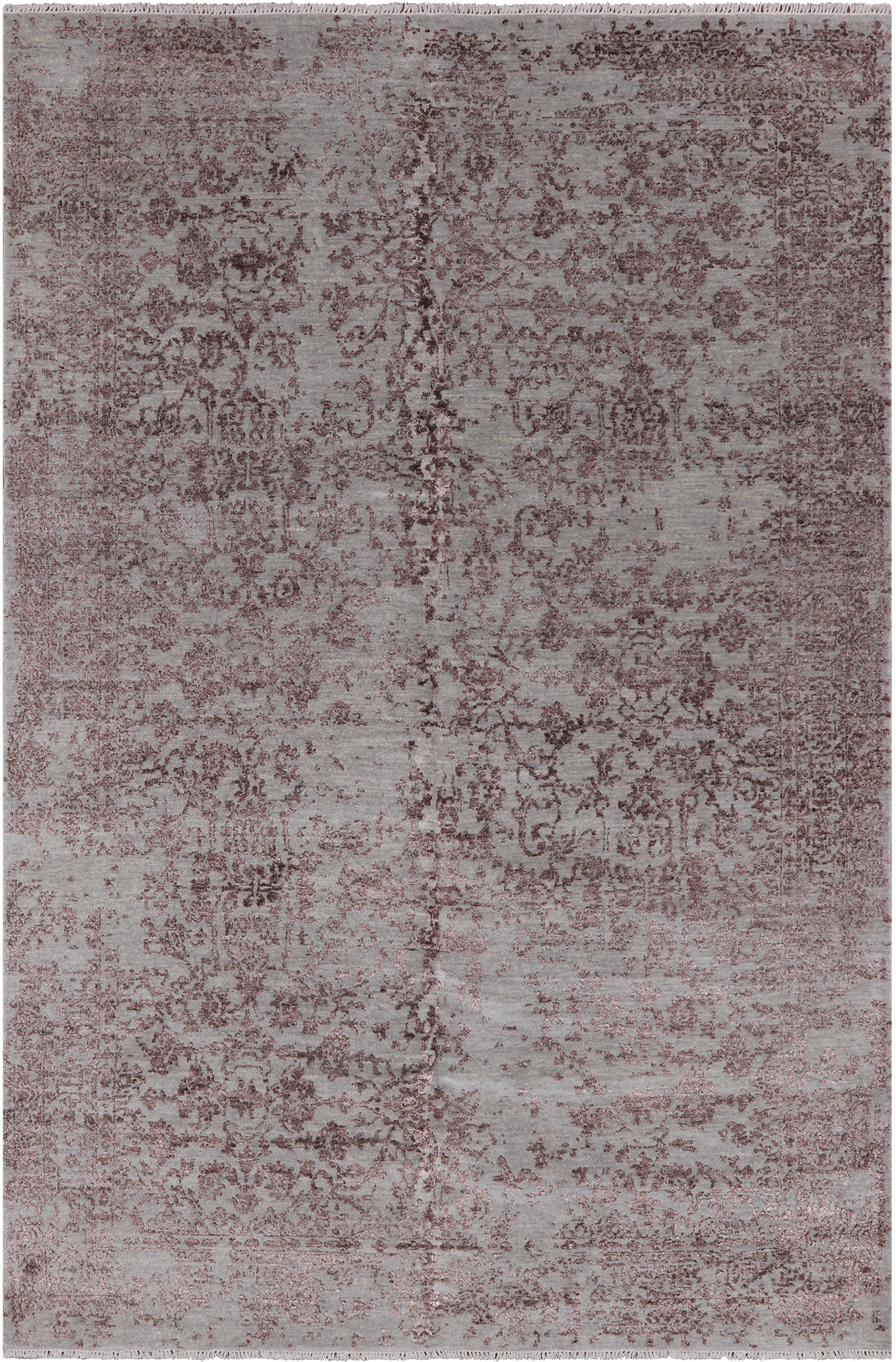 SUPER SALE Grey Modern Handmade Wool & Silk Rug - 6' 0" X 9' 2"