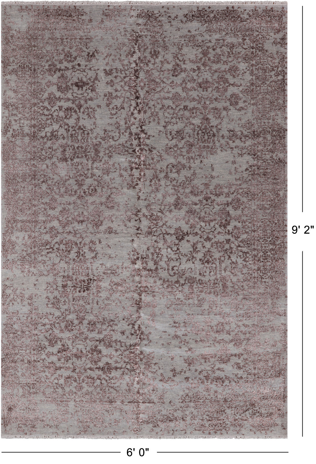 Grey Modern Handmade Wool & Silk Rug - 6' 0" X 9' 2"